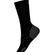 NordicTargetedCushionCrewSocks-Black sock with a brand logo on a white background