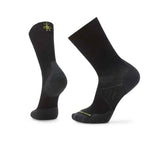 NordicTargetedCushionCrewSocks-Black sock with a brand logo on a white background