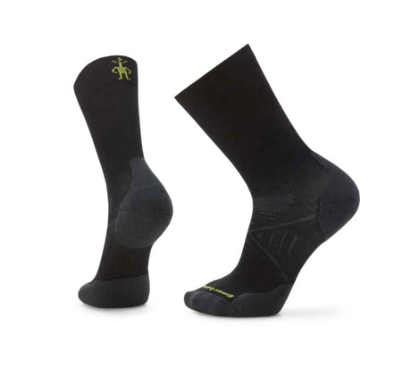 NordicTargetedCushionCrewSocks-Black sock with a brand logo on a white background