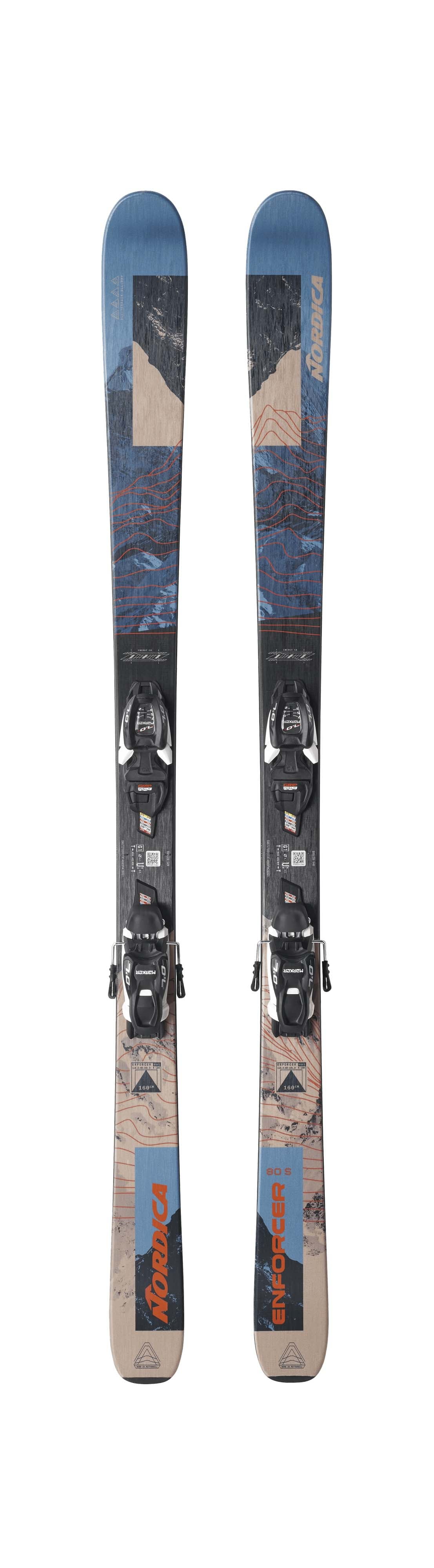 Nordica Enforcer 80 S- Pair of skis with bindings on a white background