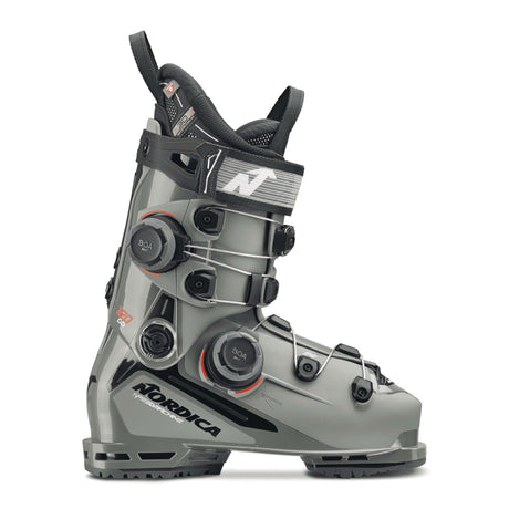 Nordica Speedmachine 3 120 BOA DD-Gray ski boot with black and orange accents on a white background