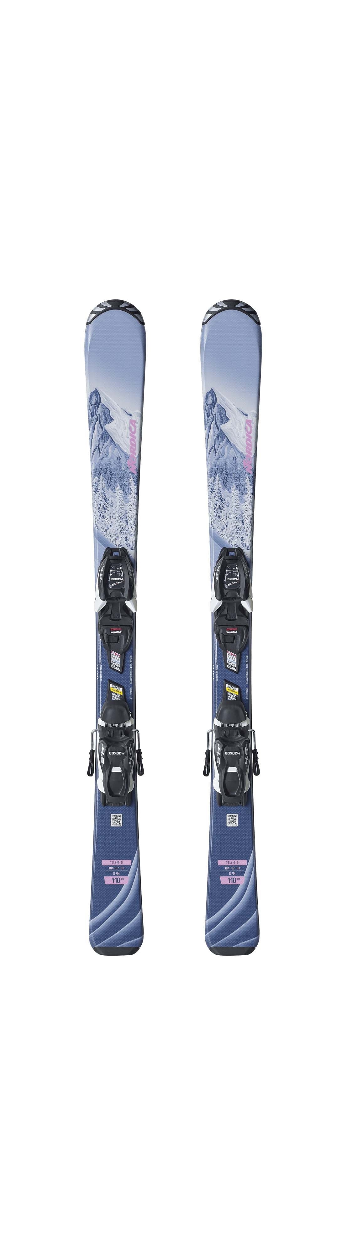 Nordica Team G 70-90cm- Pair of skis with bindings on a white background
