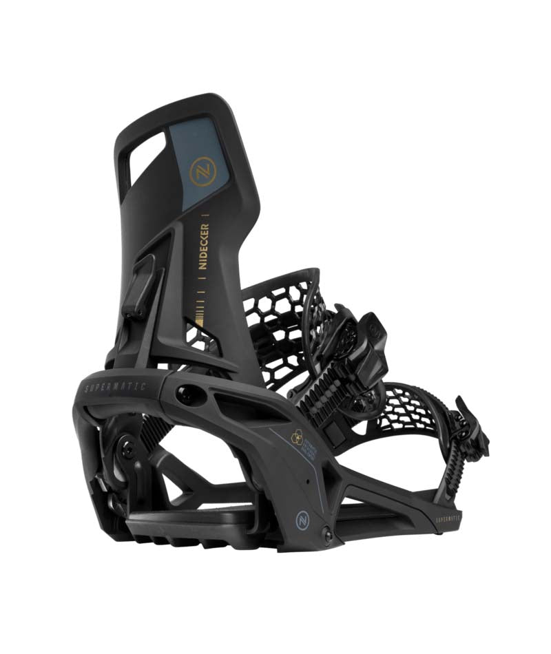 OGSupermatic-Black snowboard bindings on a white background