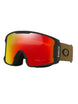 Line Miner L-Oakley goggles with red lens and brown strap on a light gray background