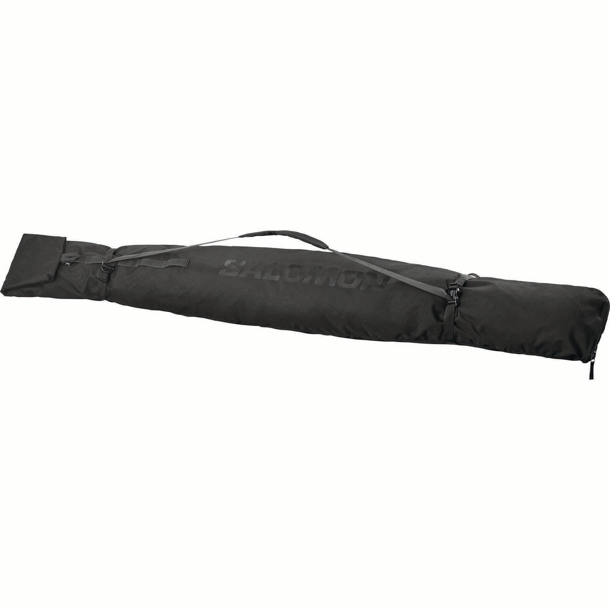 ORIGINAL1PAIR160-210-Black ski bag with 'Salomon' branding on a white background