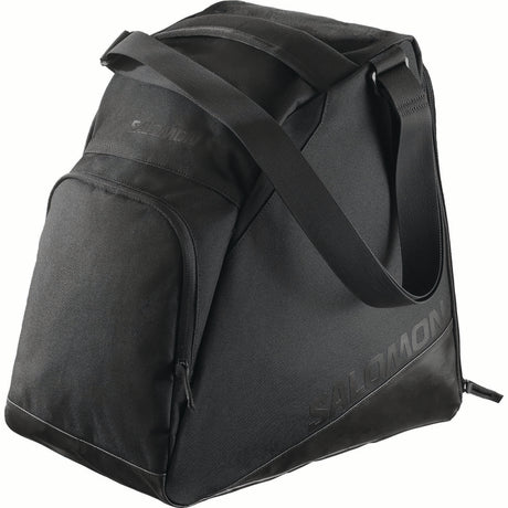 ORIGINALGEARBAG-Black ski boot bag with Salomon branding on a white background
