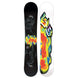 Off-Ramp- Two views of a snowboard with colorful design on a white background