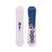 OhYeahGrom- Light pink snowboard with a flower design in the center with a ombre dark blue to pink base shown on a white background 