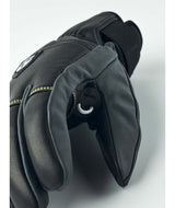 OmniTriggerGlove-A pair of black leather winter gloves shown against a plain white background