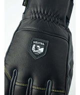 OmniTriggerGlove-A pair of black leather winter gloves shown against a plain white background