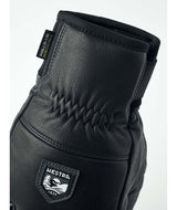 OmniTriggerGlove-A pair of black leather winter gloves shown against a plain white background