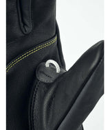 OmniTriggerGlove-A pair of black leather winter gloves shown against a plain white background