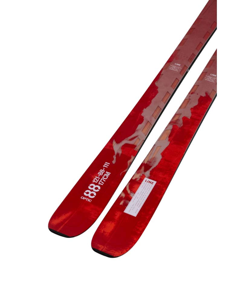Optic88- Red Line Skis on a white background