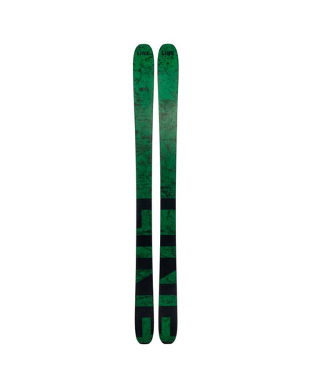 Optic96- Two green skis with camouflage pattern on a white background