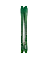 Optic96- Two green skis with camouflage pattern on a white background