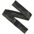 OutofRange-Black and green patterned belt with a visible brand name on a white background