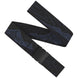 OutofRange-Black belt with blue mountain pattern on a white background