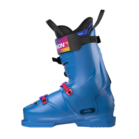 S/Pro Alpha C BOA 130- Blue Salomon ski boot on a white background