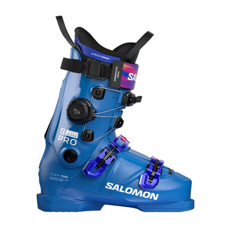 S/Pro Alpha C BOA 130- Blue Salomon ski boot on a white background