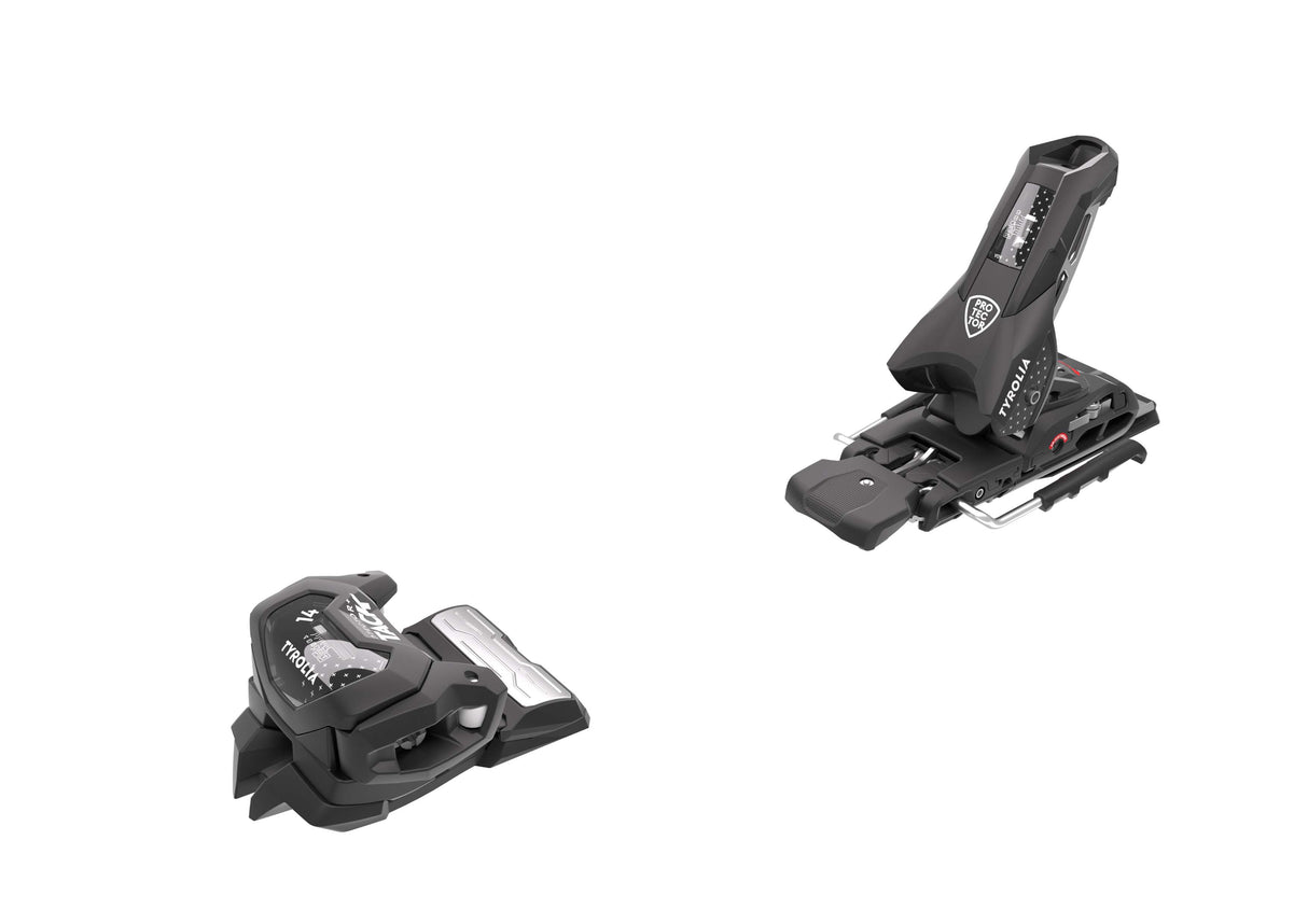 PROTECTOR_ATTACK14GW-Pair of black ski bindings on a white background