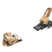 PROTECTOR_ATTACK14GW-Pair of tan and black ski bindings on a white background