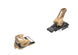 PROTECTOR_ATTACK14GW-Pair of tan and black ski bindings on a white background