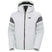 PanoramicInsulatedJacket- White jacket with gray accents and a brand logo on a white background