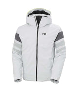 PanoramicInsulatedJacket- White jacket with gray accents and a brand logo on a white background