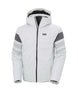 PanoramicInsulatedJacket- White jacket with gray accents and a brand logo on a white background