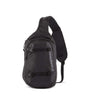 Patagonia Atom Sling 8L- Black sling bag with Patagonia logo on a white background