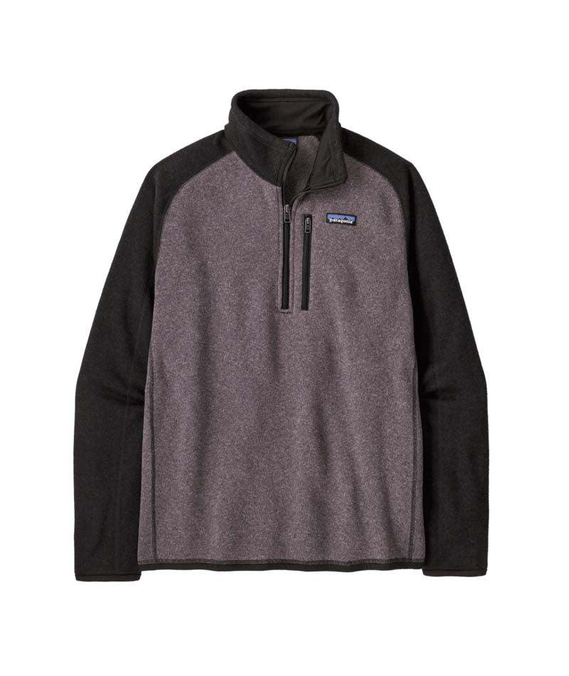 Patagonia Better Sweater Mens 1_4 Zip- Grey  and black pullover with a brand logo on a white background