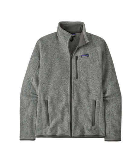 Patagonia Better Sweater Mens Jacket- Gray fleece jacket with a brand logo on a white background