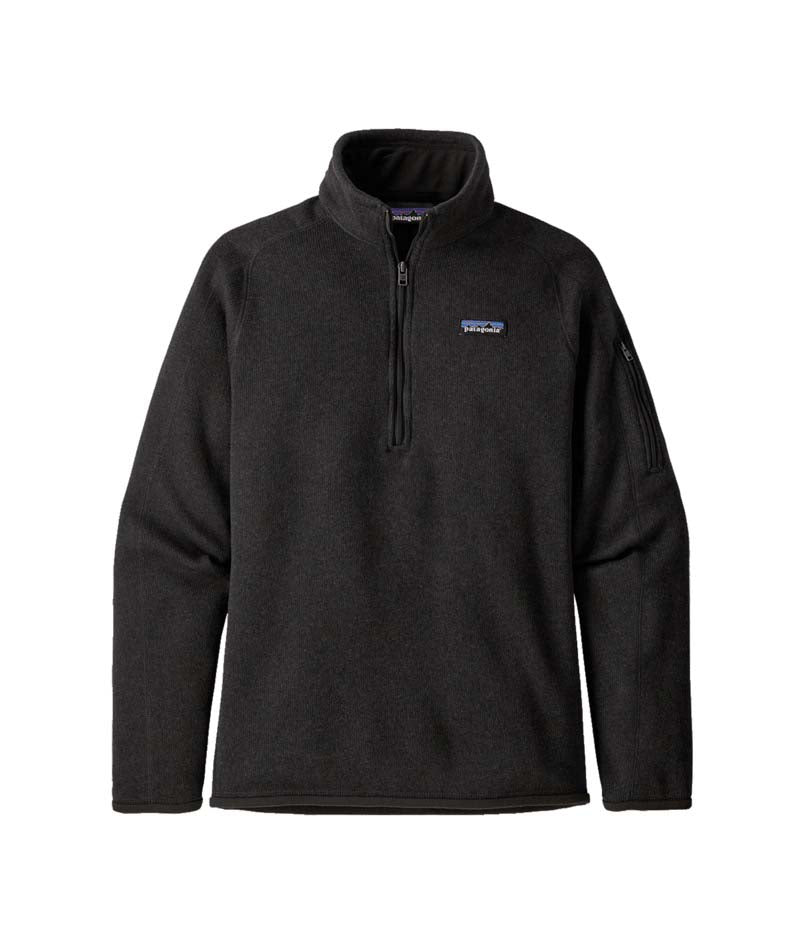 Patagonia Better Sweater Womens 1_4 Zip- Black fleece pullover with a brand logo on a white background