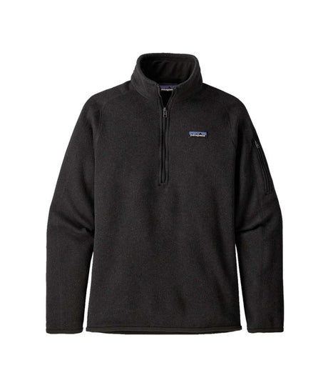 Patagonia Better Sweater Womens 1_4 Zip- Black fleece pullover with a brand logo on a white background