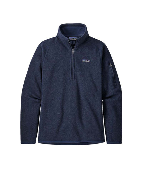 Patagonia Better Sweater Womens 1_4 Zip- Navy blue fleece pullover with a brand logo on a white background