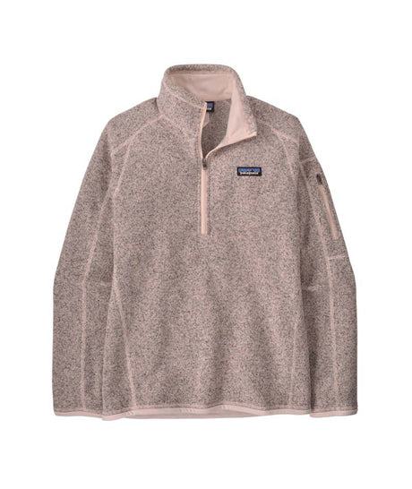 Patagonia Better Sweater Womens 1_4 Zip- Light Pink fleece pullover with a brand logo on a white background