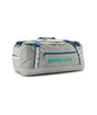 Patagonia Black Hole Duffel 55L-Gray duffel bag with blue accents and Patagonia logo on a white background