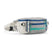 Patagonia Black Hole Waist Pack 5L-Gray waist bag with blue accents and Patagonia branding on a white background