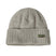 Patagonia Brodeo Beanie- Gray beanie with a logo patch on a white background