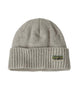 Patagonia Brodeo Beanie- Gray beanie with a logo patch on a white background