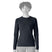 Patagonia Capilene Midweight Womens Crew- Person wearing a black long-sleeve shirt on a white background