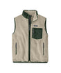Patagonia Classic Retro-X Mens Vest- Beige fleece vest with green accents on a white background