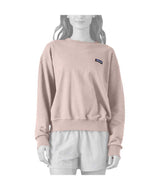 Patagonia Dailey Womens Crew- Mannequin wearing a light pink sweatshirt with a logo on a white background, Shop Patagonia Sale