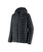 Patagonia Down Sweater Mens Hoody- Black puffer jacket with a brand logo on a white background