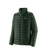 Patagonia Down Sweater Mens Jacket- Green puffer jacket with a brand logo on a white background