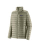 Patagonia Down Sweater Mens Jacket- Light gray puffer jacket with Patagonia logo on a white background