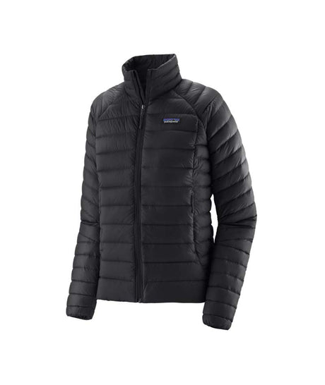 Patagonia Down Sweater Womens Jacket-Black puffer jacket with Patagonia logo on a white background