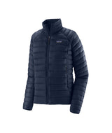 Patagonia Down Sweater Womens Jacket-Navy blue puffer jacket on a white background