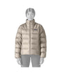 Patagonia Fitz Roy Down Womens Jacket- Beige puffer jacket with Patagonia logo on a white background