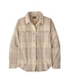 Patagonia Fjord Flannel Womens Shirt- Beige plaid shirt on a white background
